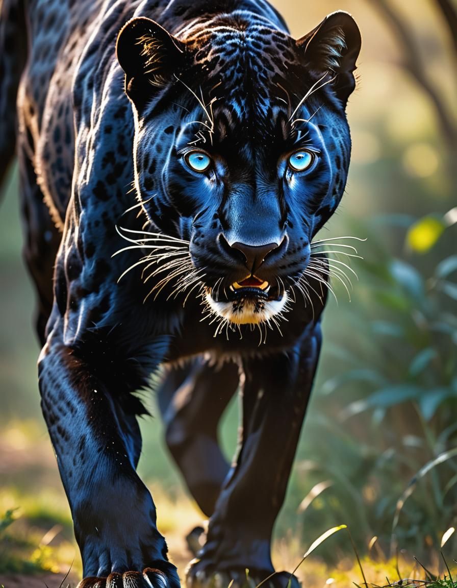 Majestic Black Panther in Wildlife Stampede