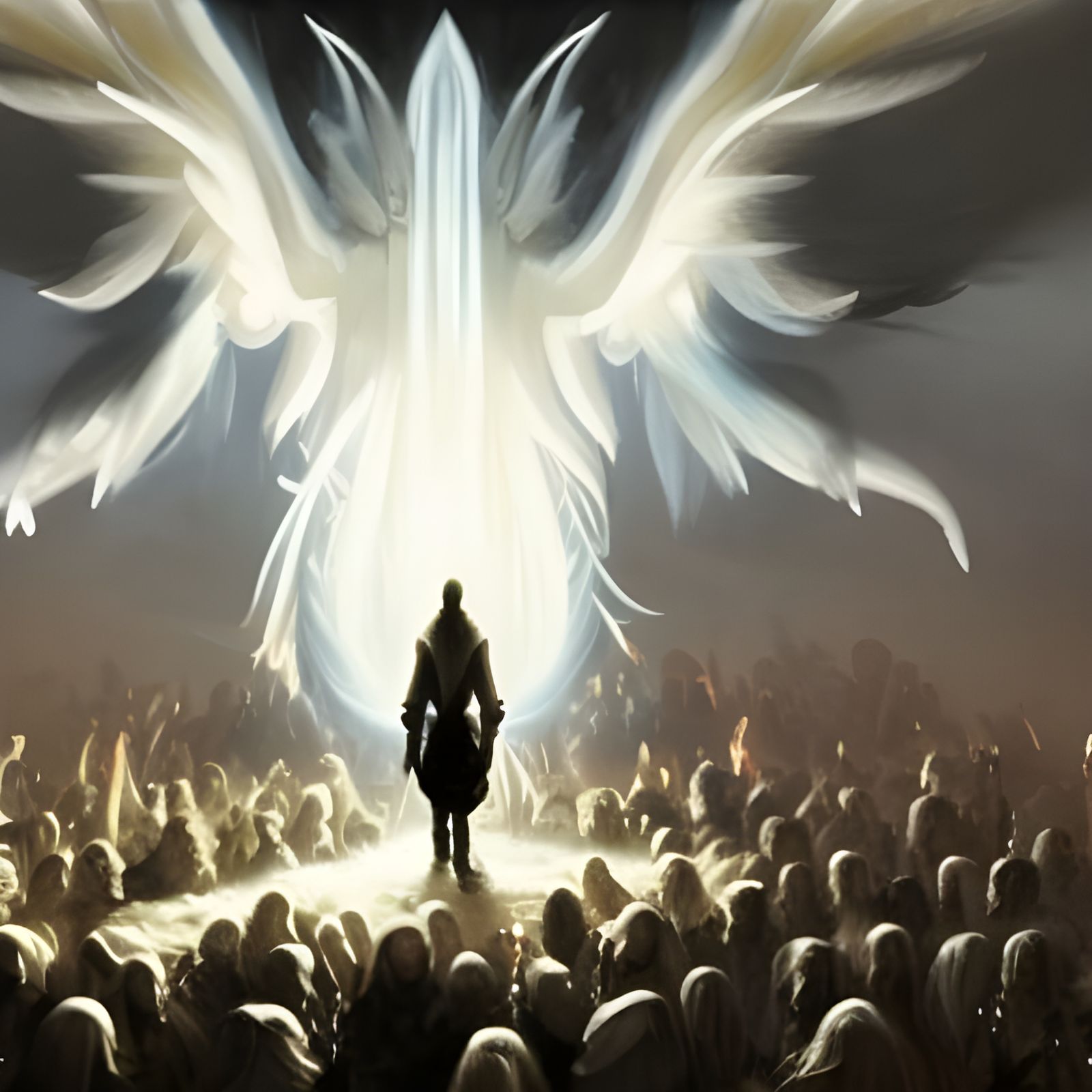 Fantasy Image of Man Surrounded by Holy Light