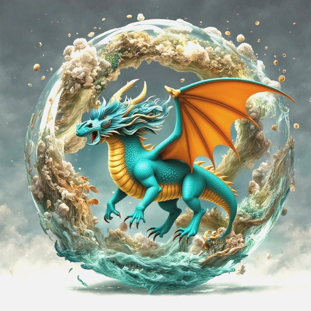 Magical Dragon Overlooking Earth in Sunny Skies