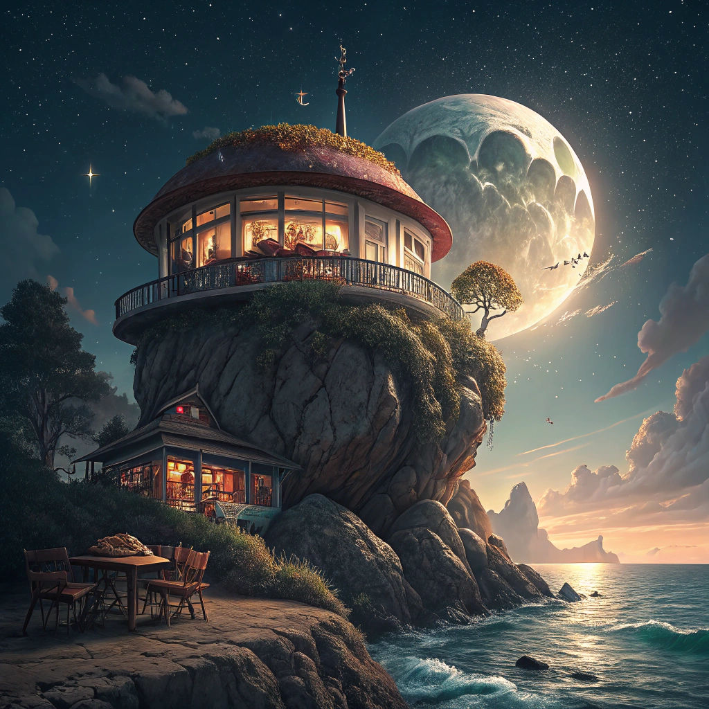 Lonely Burger on Rock: Fantasy Concept Art