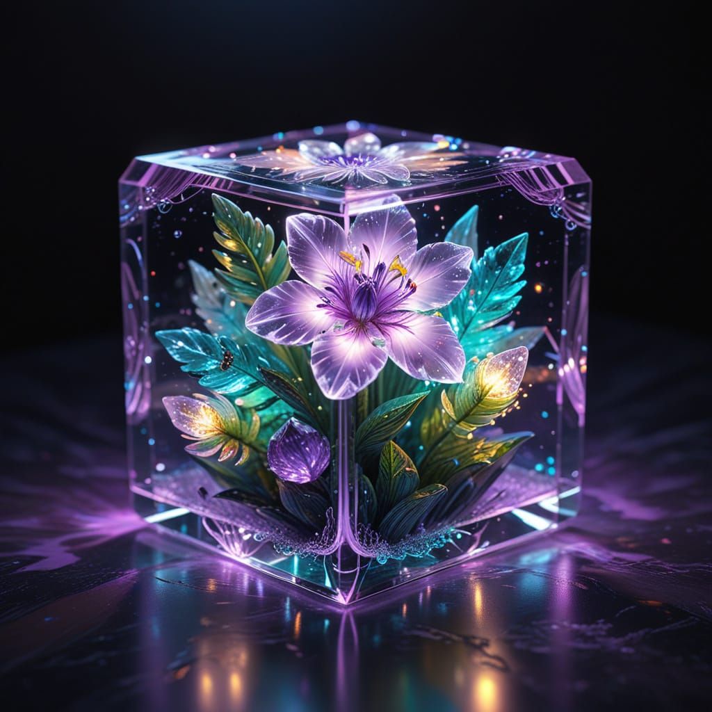 Cube with a flower