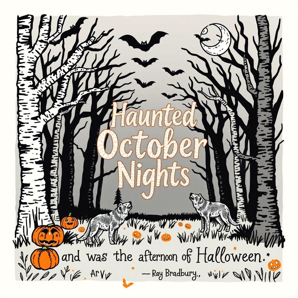 Spooky Crocheted Forest with Bats and Wolves