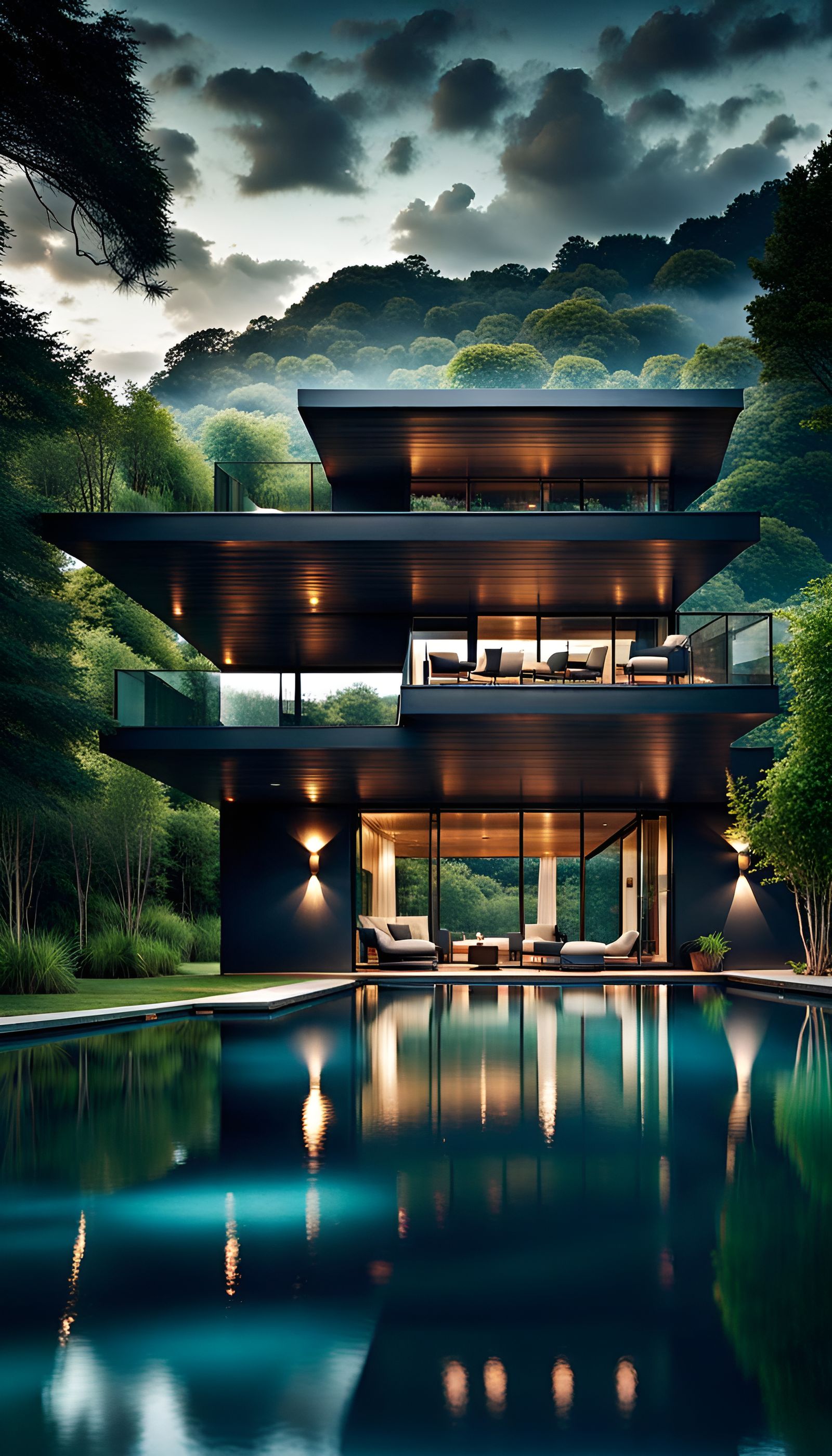 Mansion in the forest for your phone wallpaper