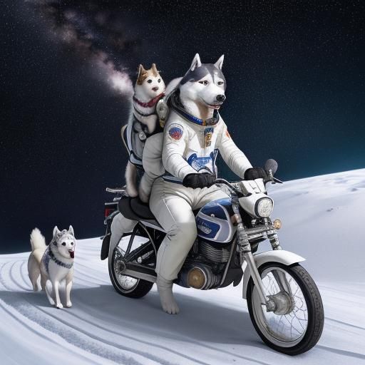 Astronaut Rides Husky Among the Stars