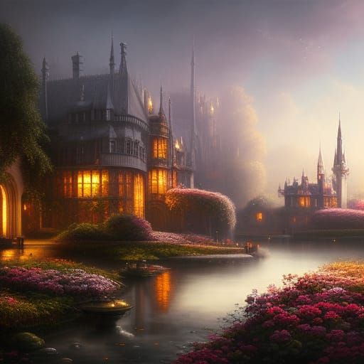 Kilkenny Castle at Night: Romantic Digital Art