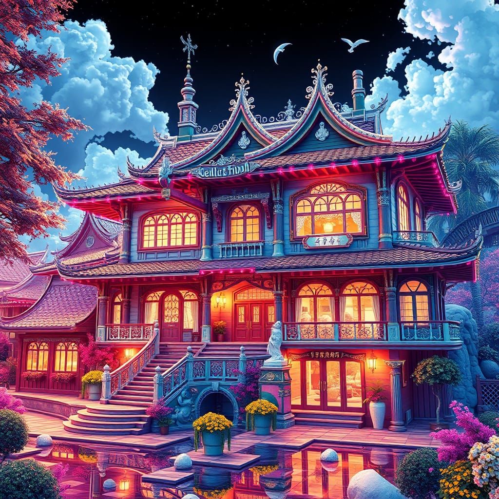 Anime-Inspired Dream House in Vibrant 3D Rendering
