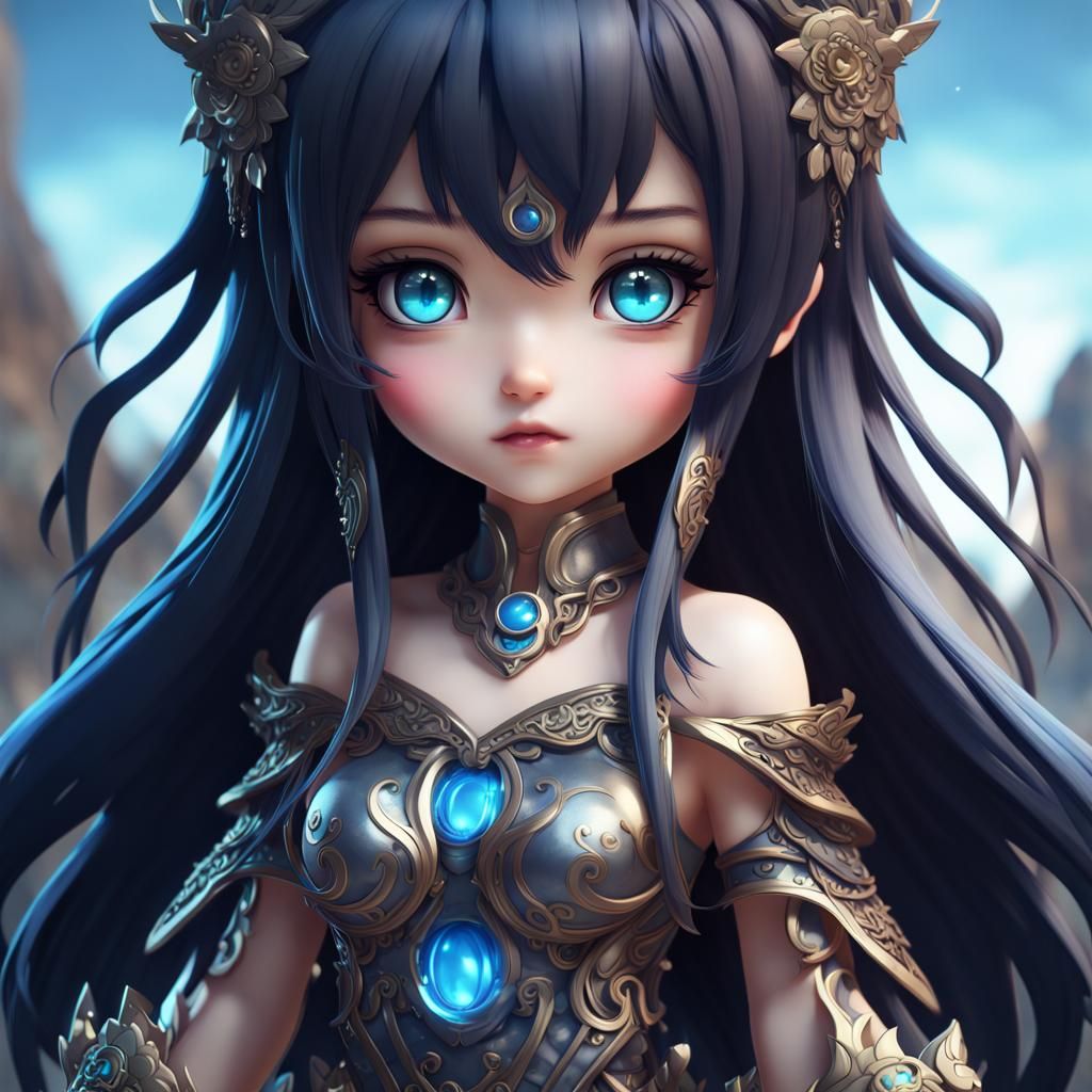 Chibi Anime Character with Blue Eyes