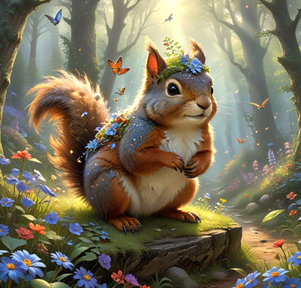 Whimsical Forest Creature Basks in Morning Sunshine