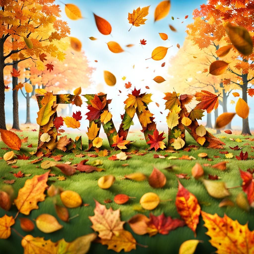 Autumnal Wind: Leaves Form Word in Motion