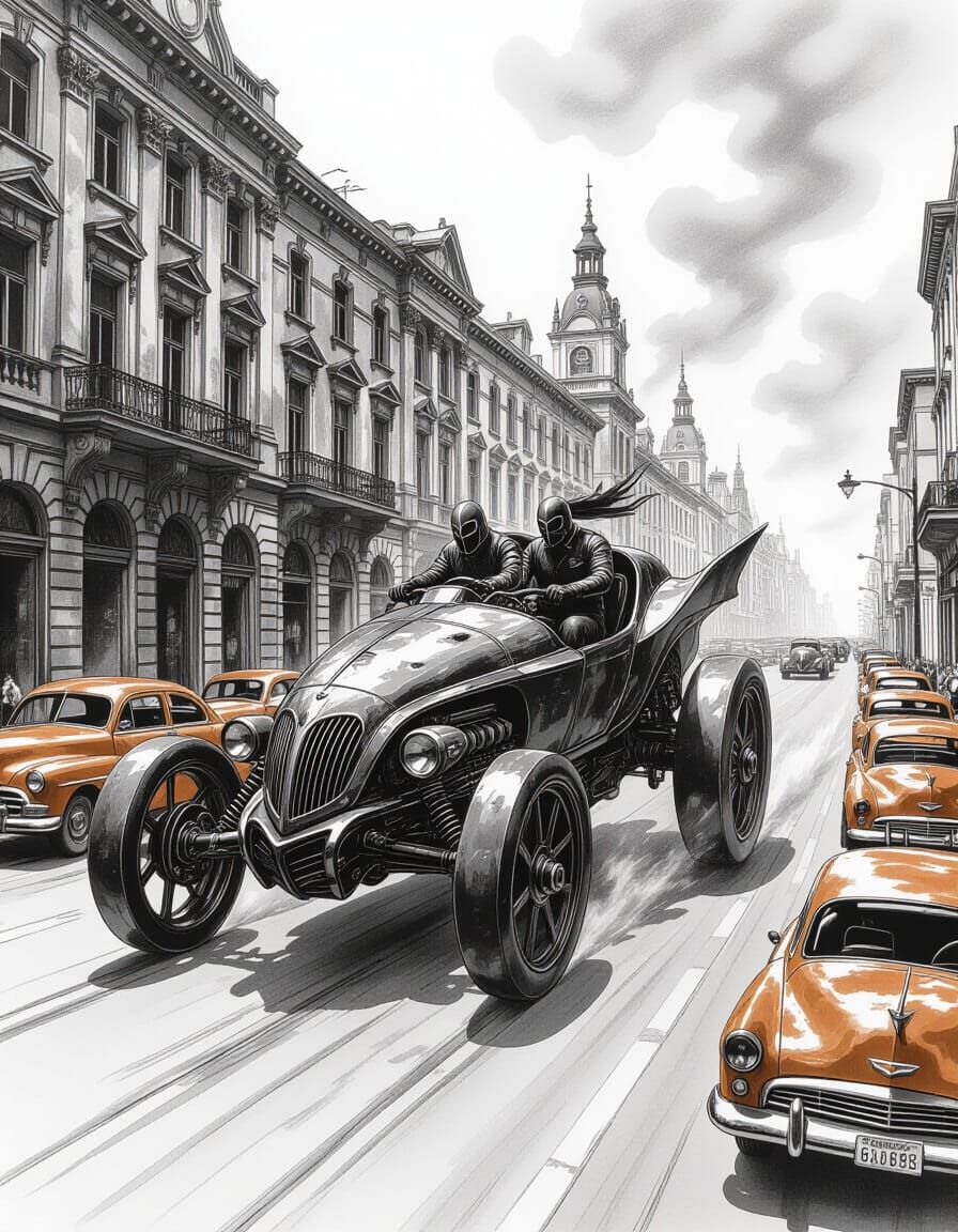 Surreal War Chariot Races Down Ruined Boulevard