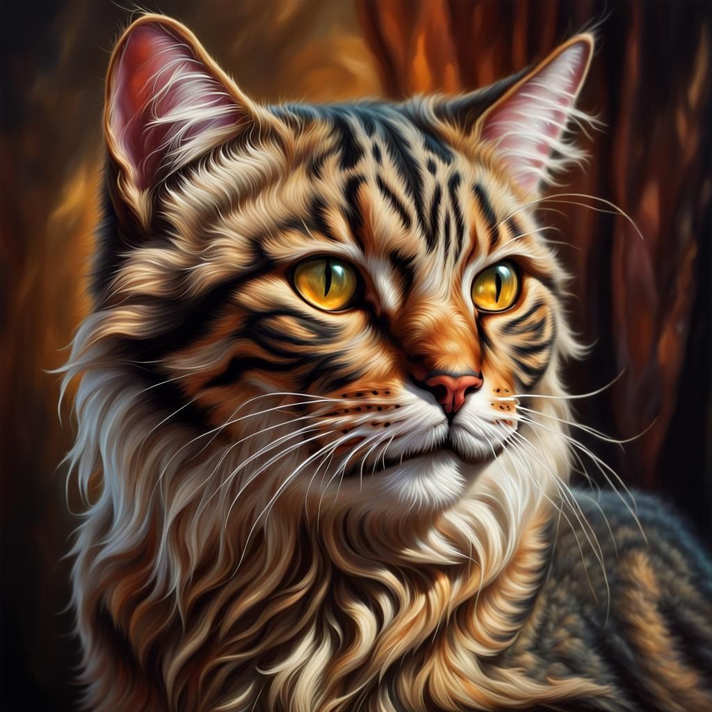 Hyperrealistic Cat in Boris Vallejo Style