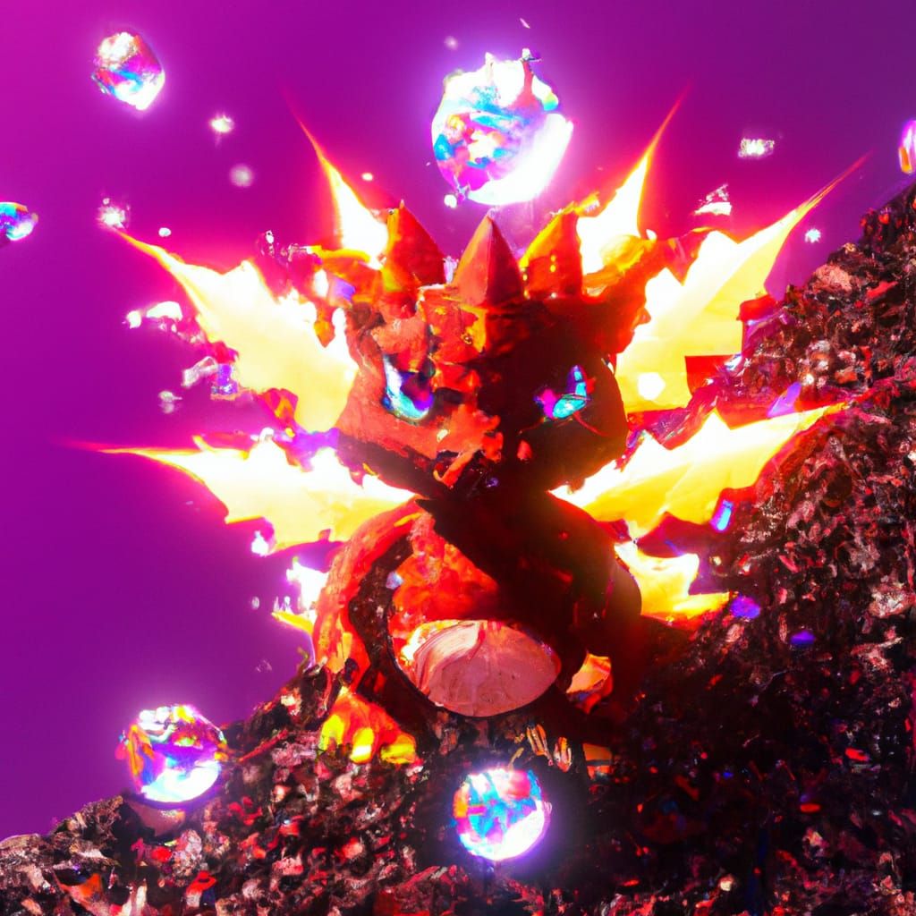 Luminous Baby Fire Dragon with Crystalline Candy