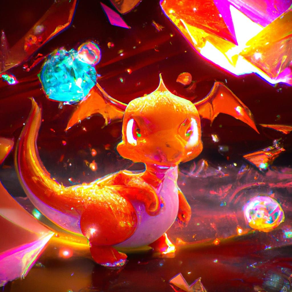 Luminous Baby Fire Dragon with Crystalline Accents