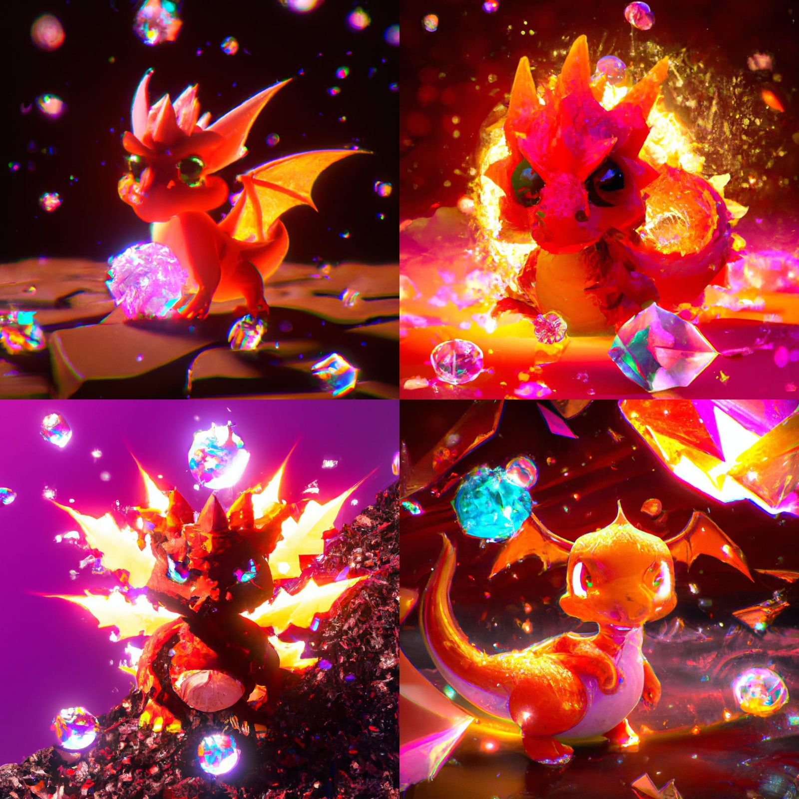 Red Fire Dragon with Crystalline Sparkles