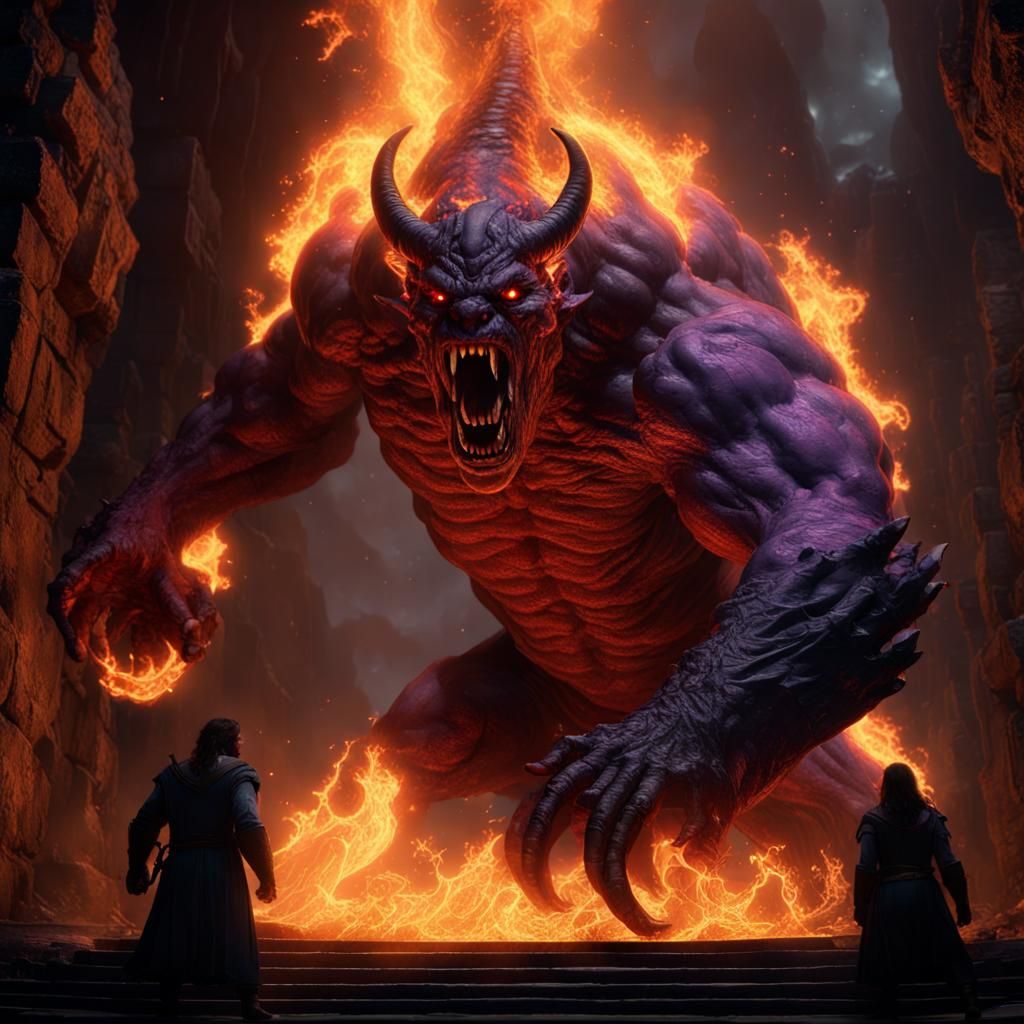 Balrog, Burning Demon of Moria: Dark Fantasy Art