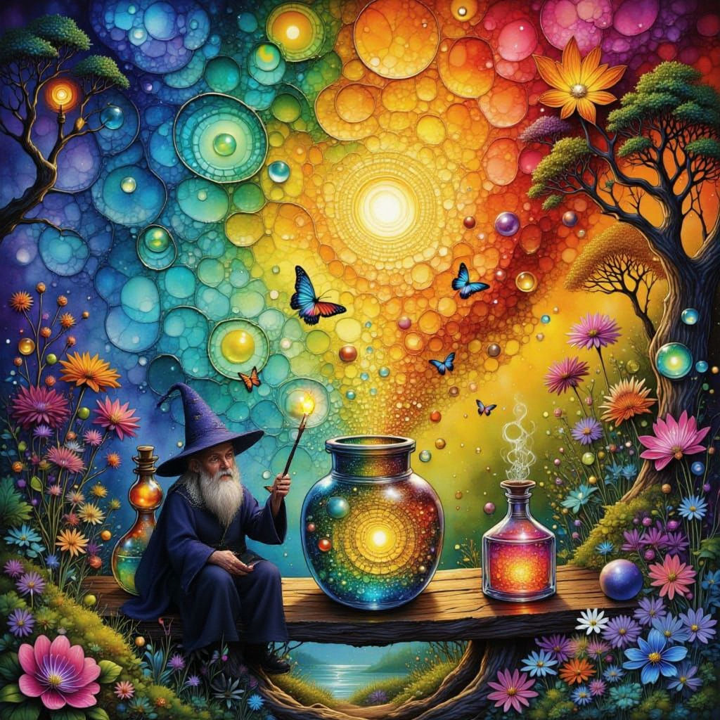Wizard's Garden Laboratory in Rainbow Watercolor