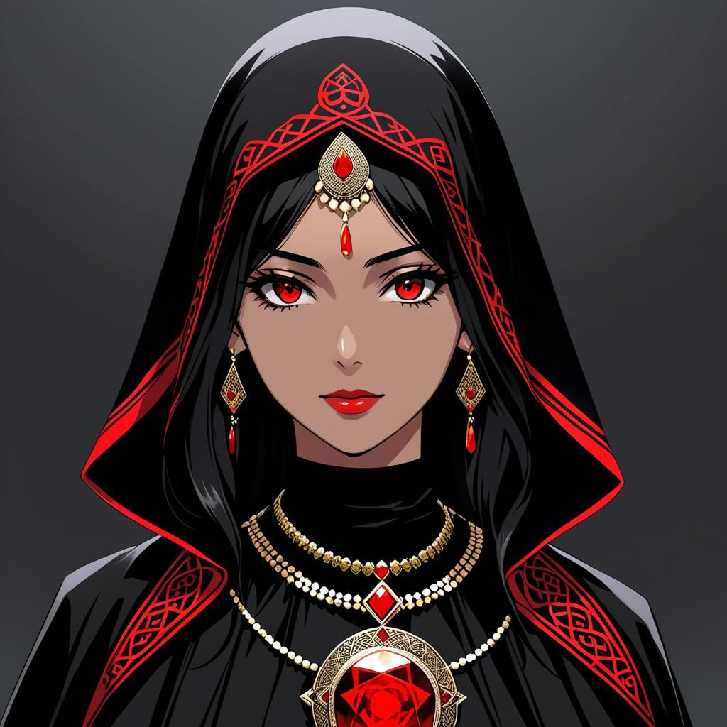 Arabic Woman in Cultist Robes: Anime Concept Art