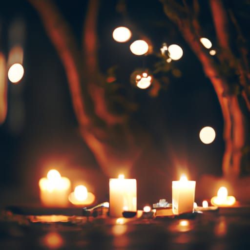Cozy Lit Candles on Fall Night Photography