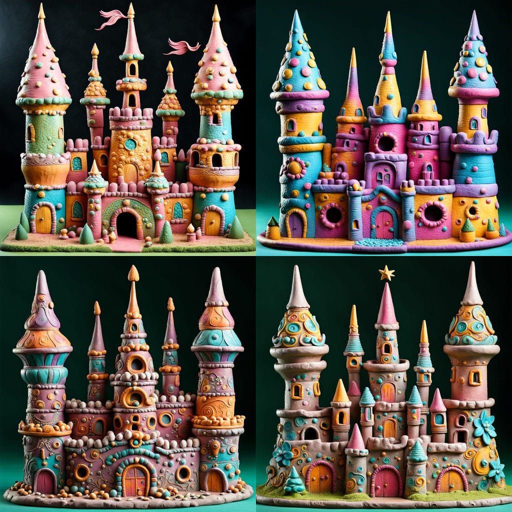 Vibrant Clay Castle with Intricate Designs