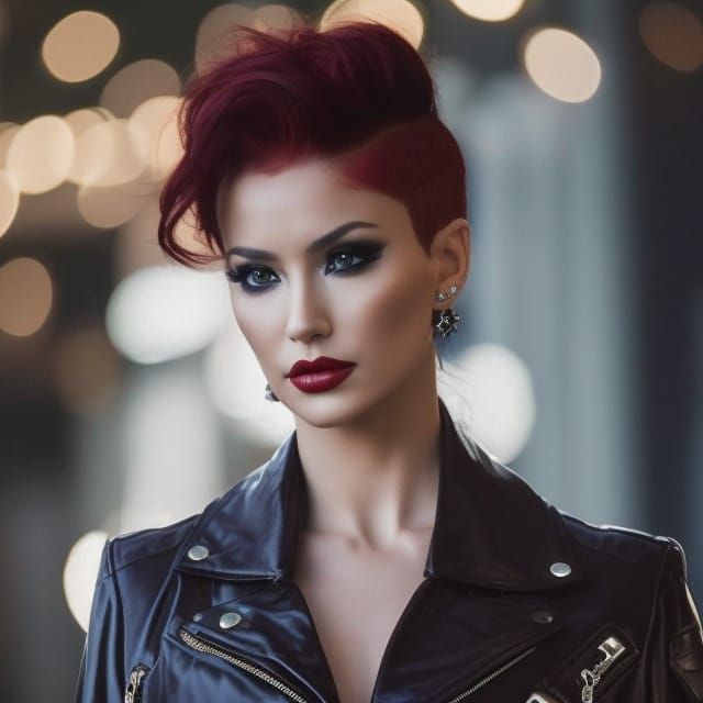 Red-Haired Beauty: Alluring Rebel in Leather