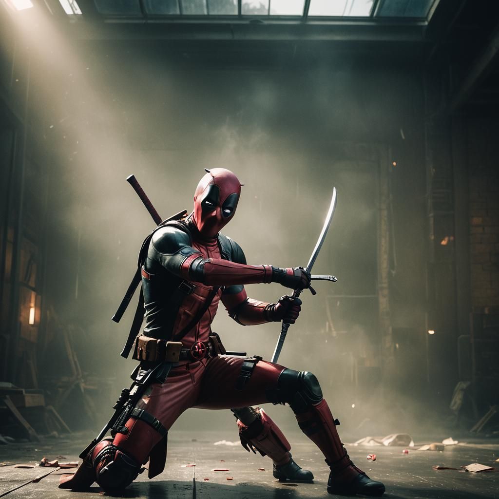 Cinematic Deadpool as Ballerina with Swords