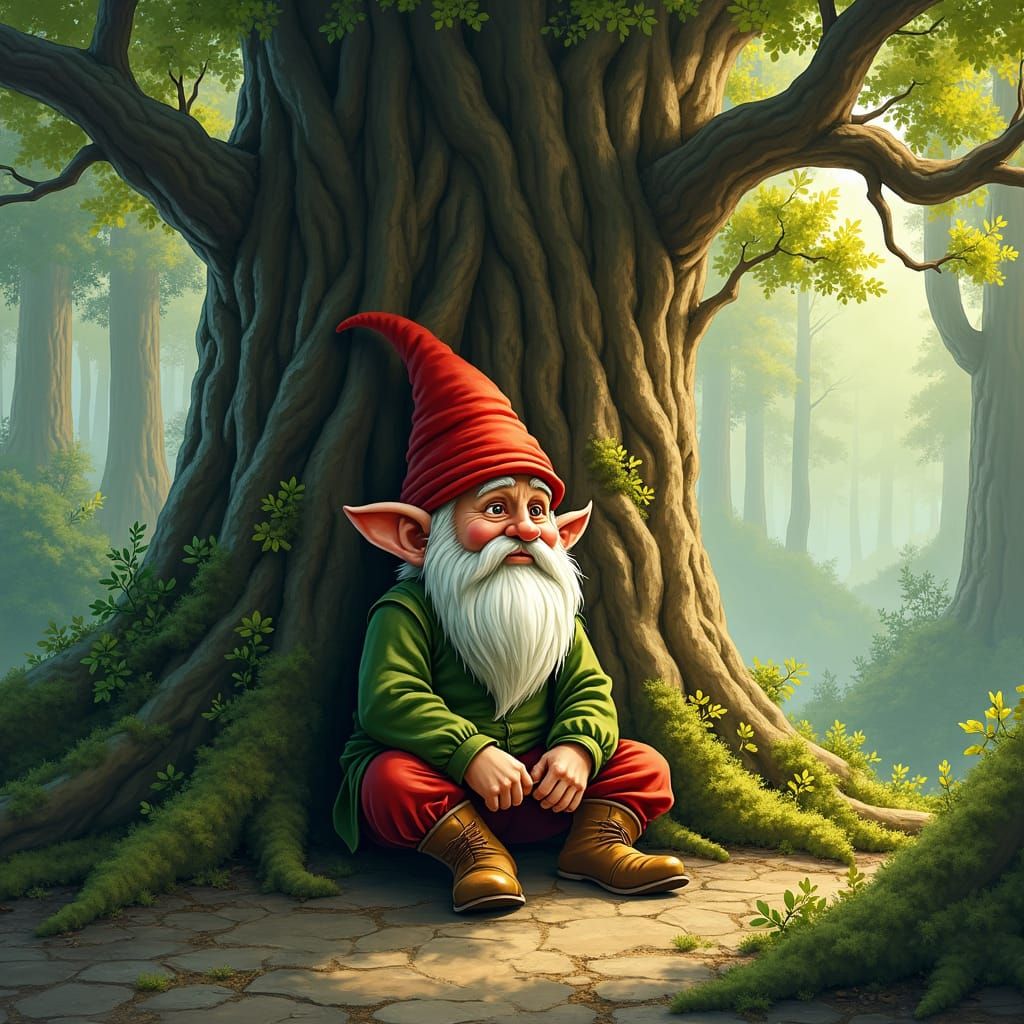 Forest Gnome in a Fantasy Landscape