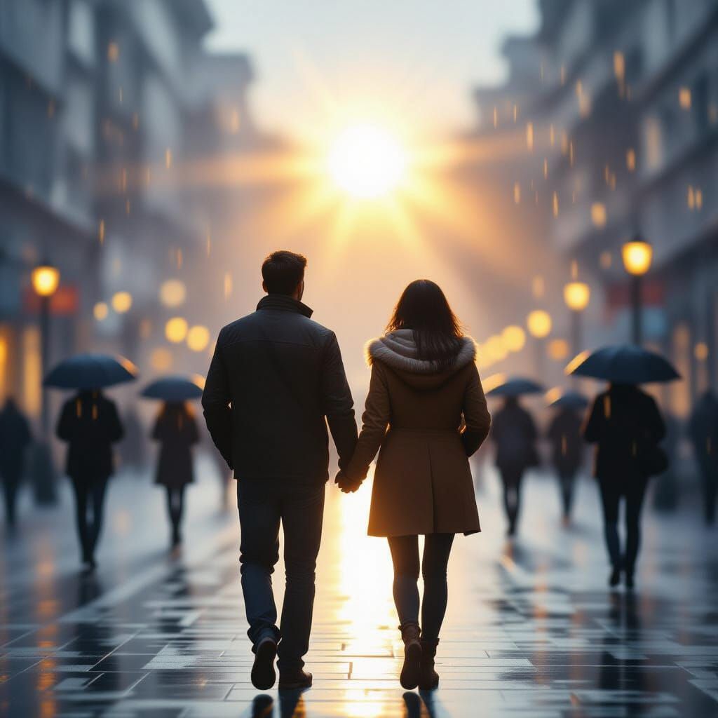 Joyful Couple in Sunbeam, Book Cover Art