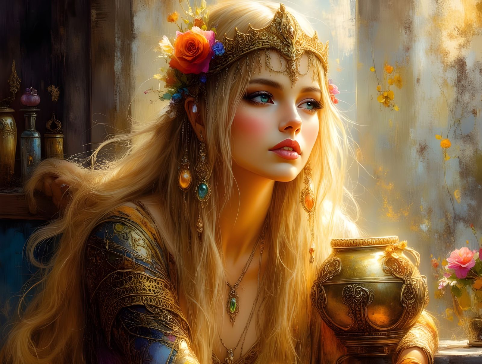 Lovely Norse Goddess Portrait in Bohemian Style