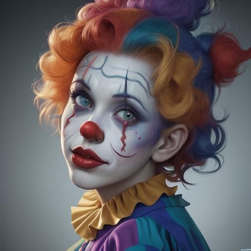Hyperrealistic Clowns in Colorful Splash Art Style