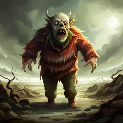 Decaying Screaming Monster in Rotting Horror