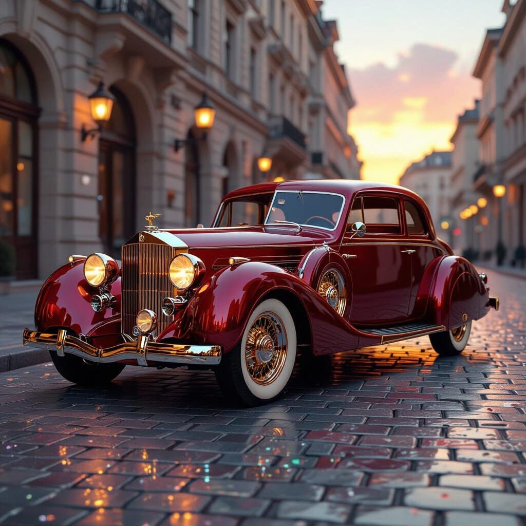 Vintage Car on Opal Street in Hyperrealism
