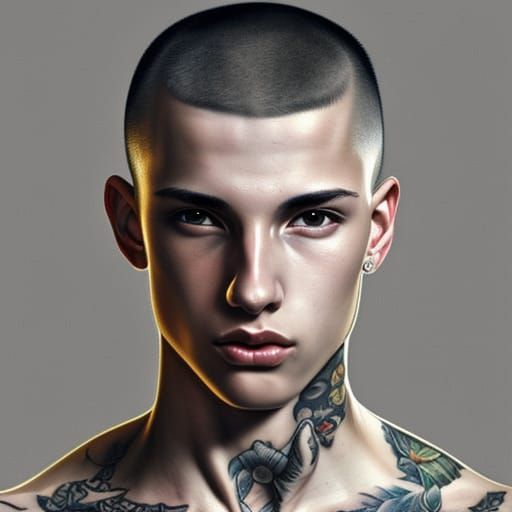 Hyperdetailed Portrait of Tattooed Teenager in Digital Art