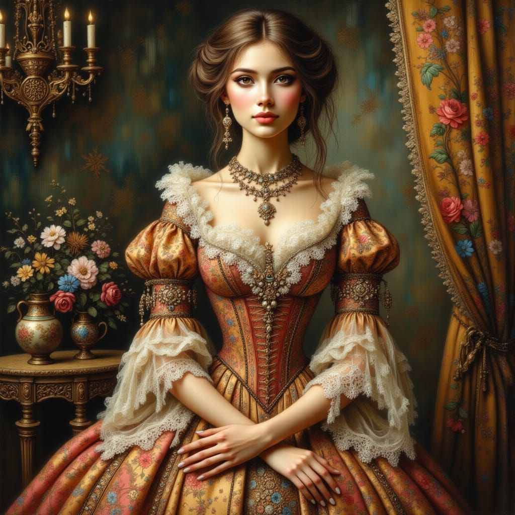 Victorian Lady in Silver and Gold, Portrait