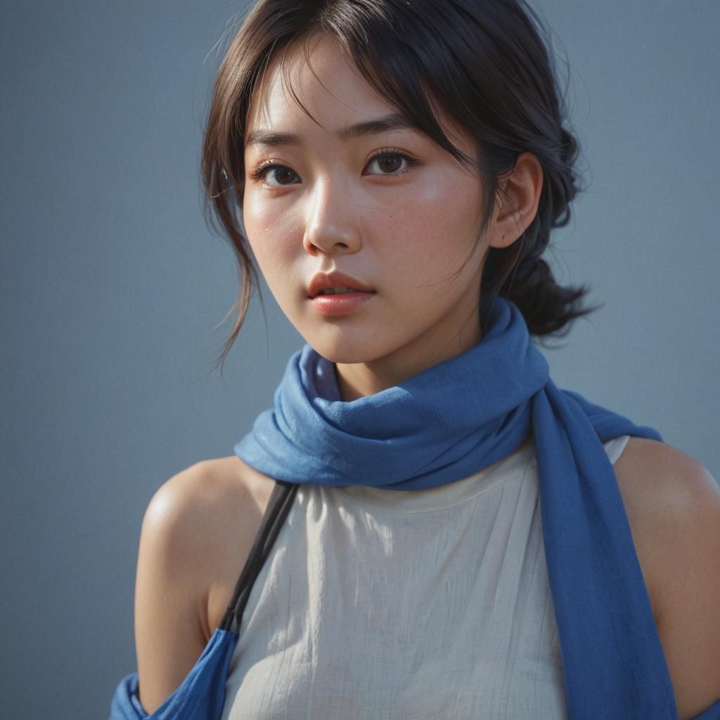 Asian Woman Portrait in Detailed Photorealism