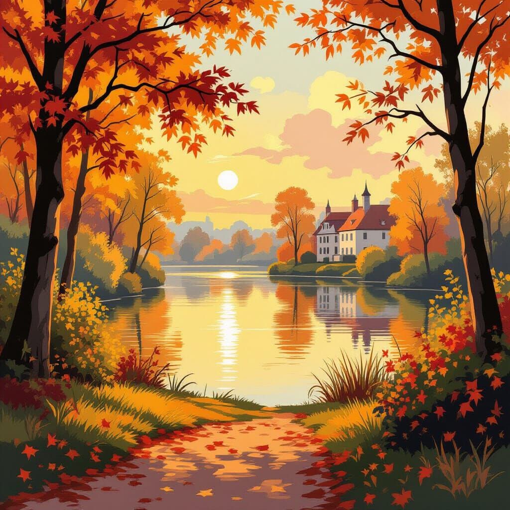 Serene Autumn Landscape with Golden Light