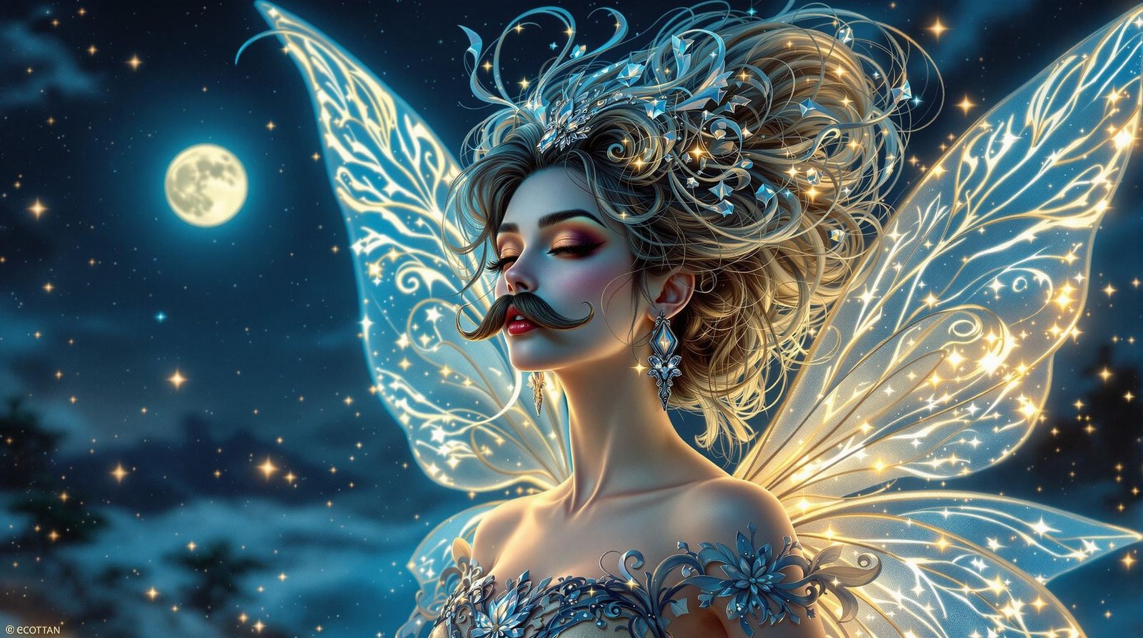 Enchantress with a Twist: Whimsical Fairy Godmother Portrait