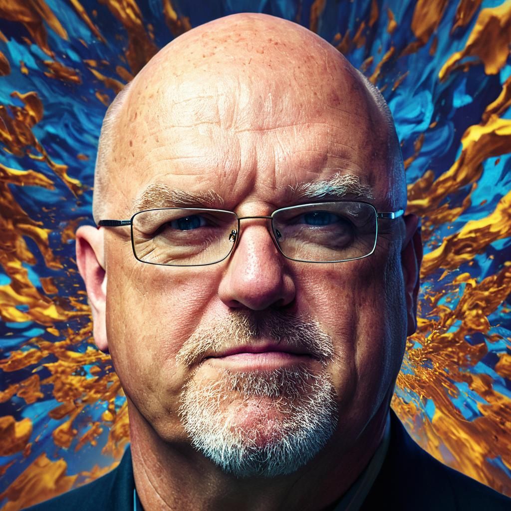 Cinematic Portrait of a Bald Businessman in Digital Art Styl...