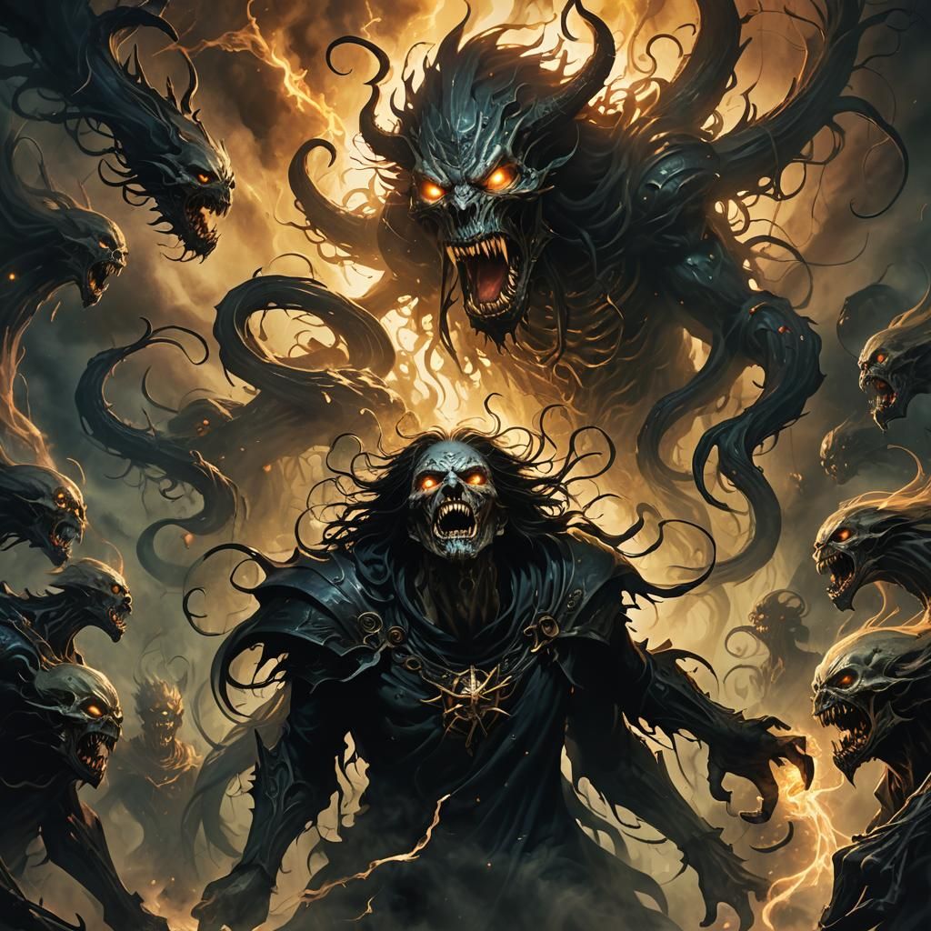 Soul Eaters Devouring Souls in Dark Fantasy Style