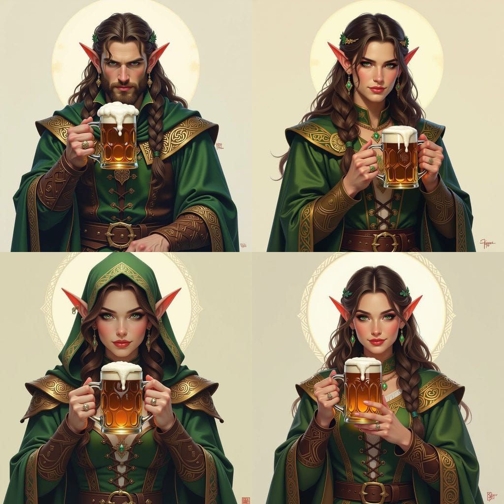 Celtic Elf with Beer Mug in Oil Painting Style