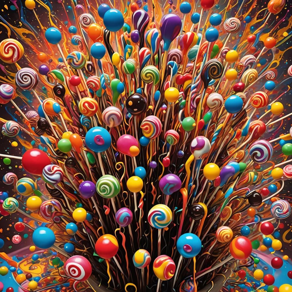 Abstract Expressionist Candy Store with Dripping Syrup