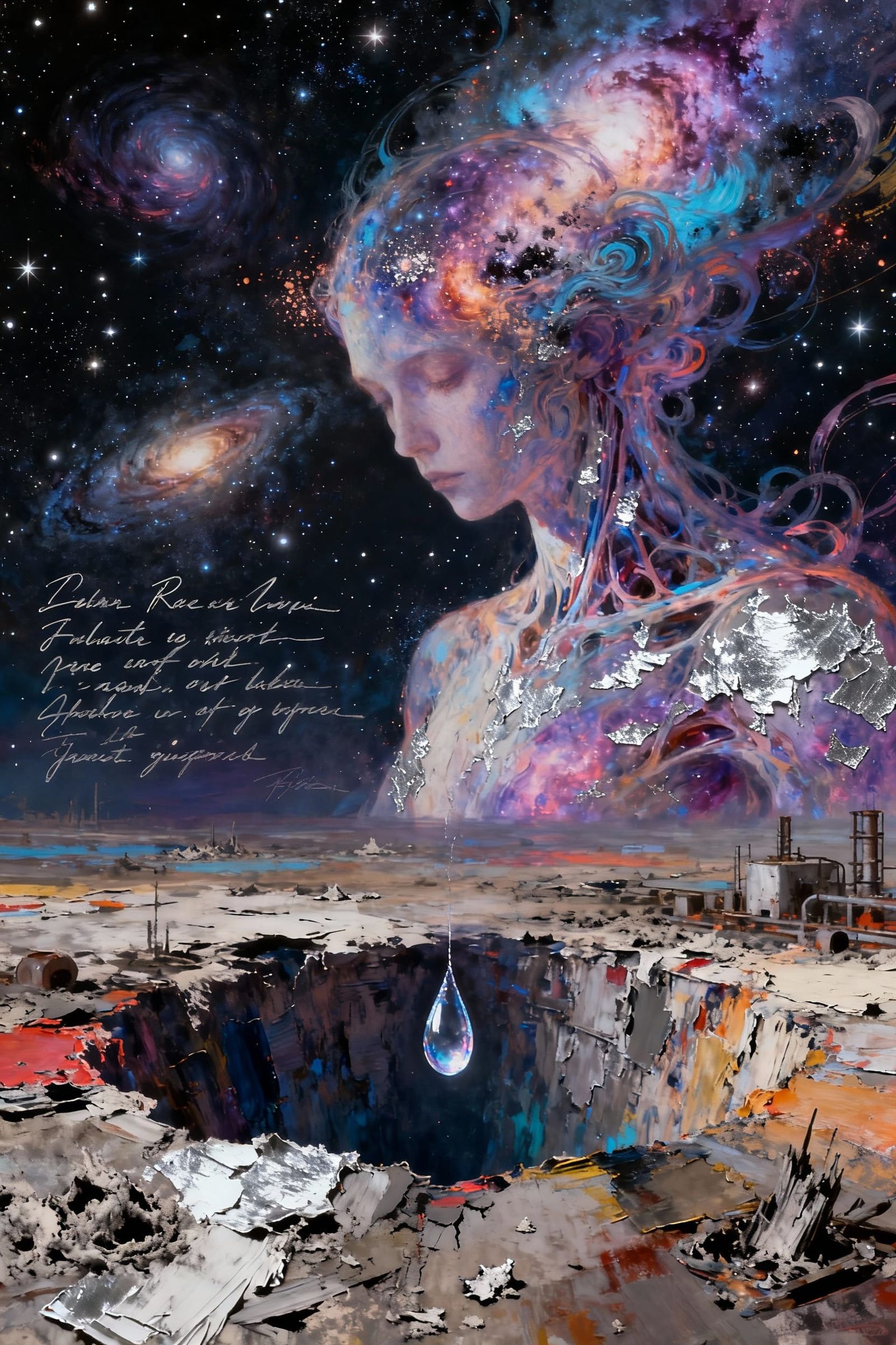 Ethereal Being in Cosmic Abyss as Abstract Expressionism