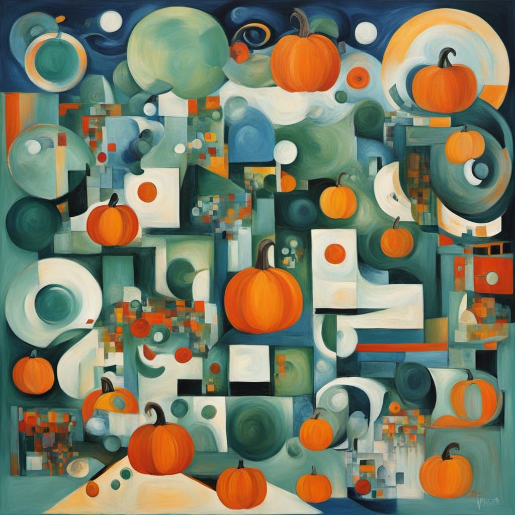 Surreal Abstract Painting with Dutch White Pumpkin