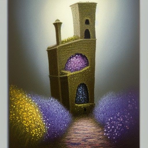 Ethereal Flower Tower as Impasto Oil Painting