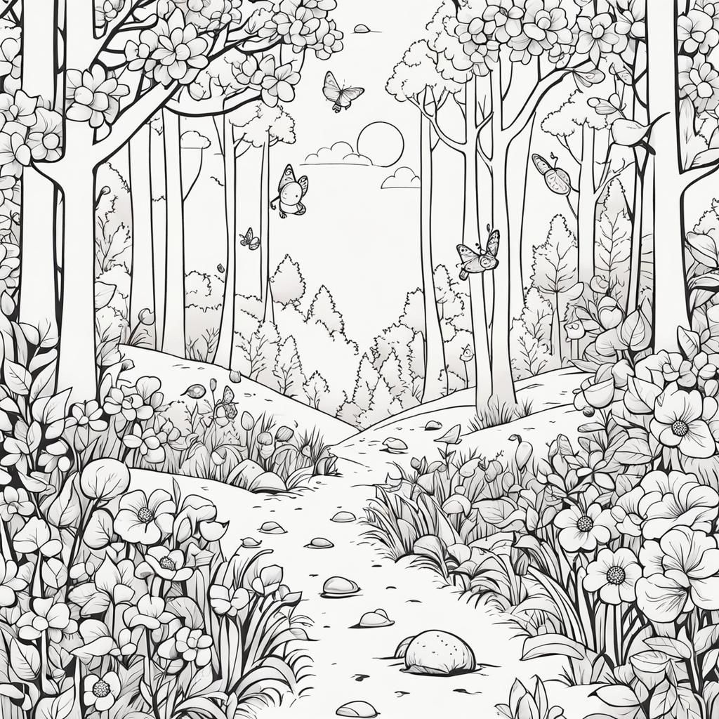 Delightful Children's Illustration of Forest Scene