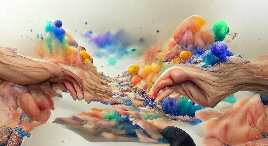 Intricate Digital Painting of a Divide in Kinetic Pointillis...