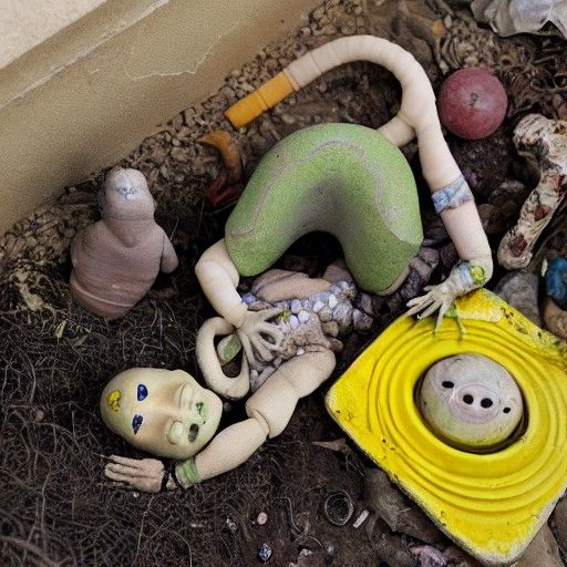 Old lizard, yellow hair, tooth ache, crying, snake, under ro...