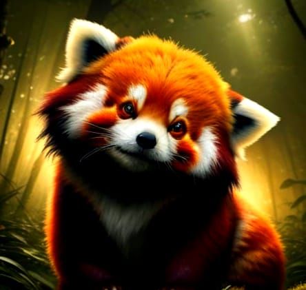 Surreal Chibi Red Panda in Dystopian Mystery