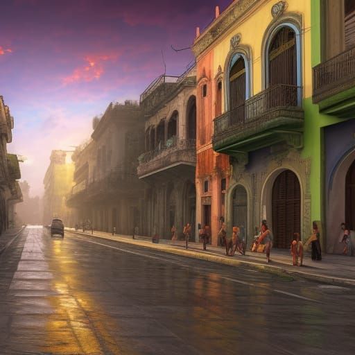 Old Havana Cuba: Detailed Matte Painting