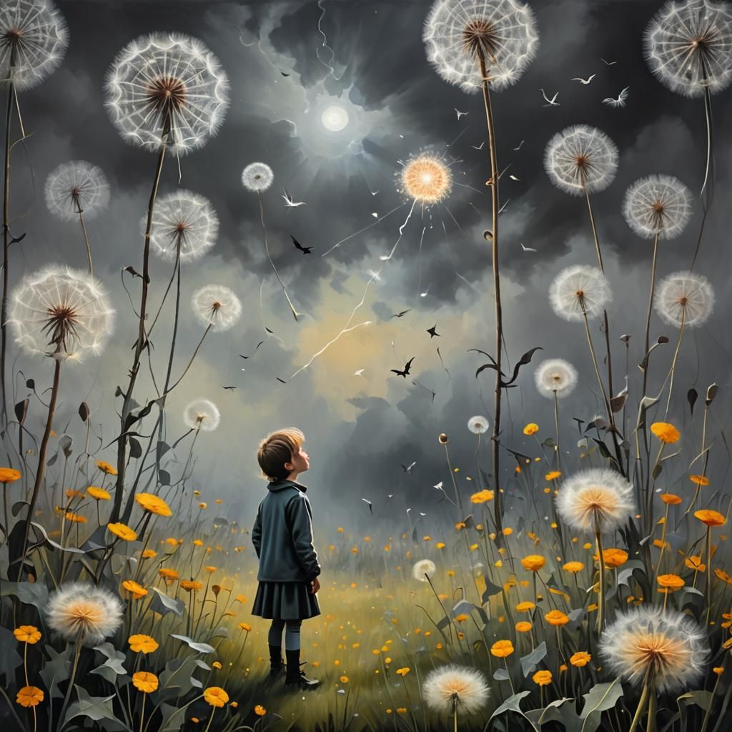 Dreamy Halloween Landscape in Surrealist Style