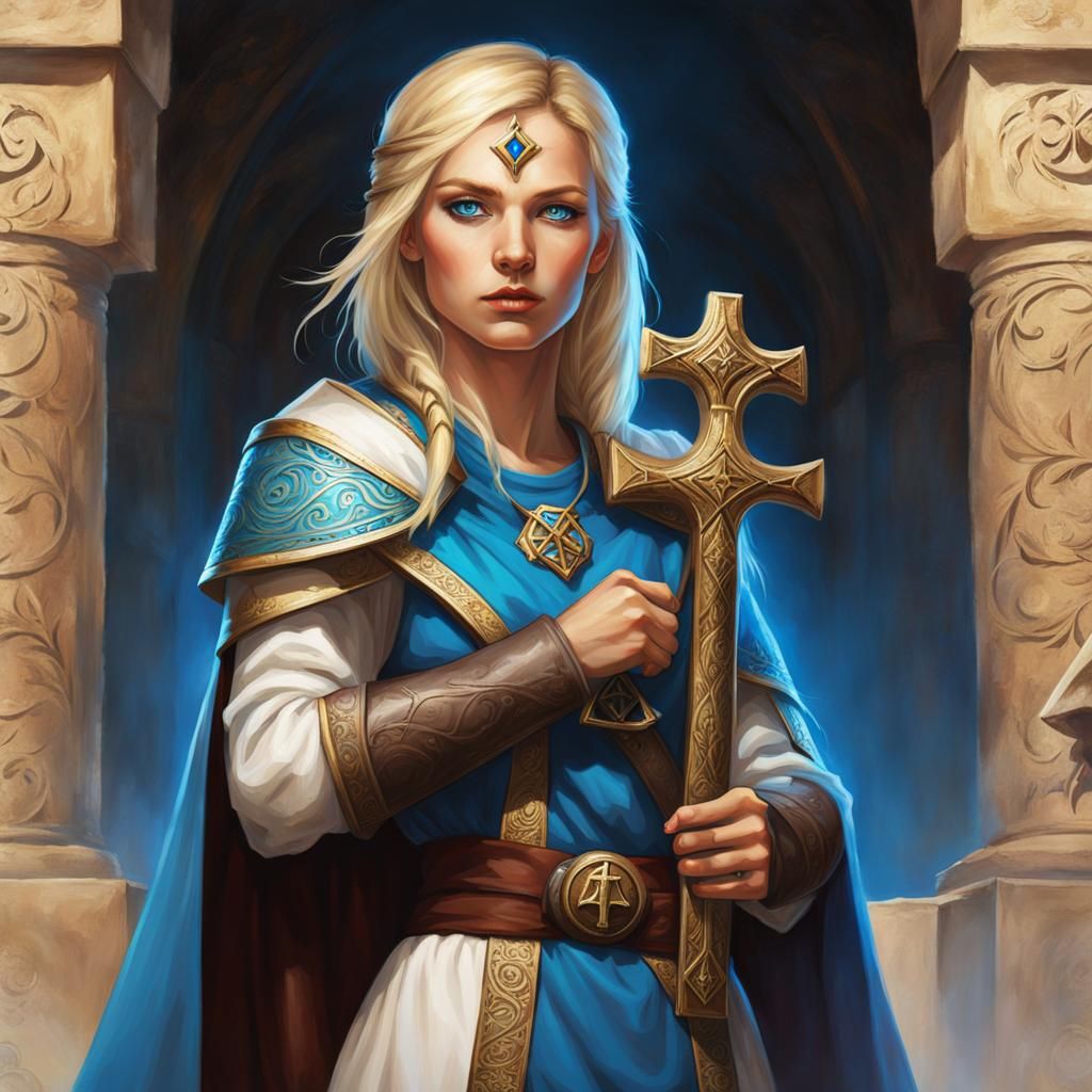 Scarred Halfling Cleric with Ankh, Sinister Art